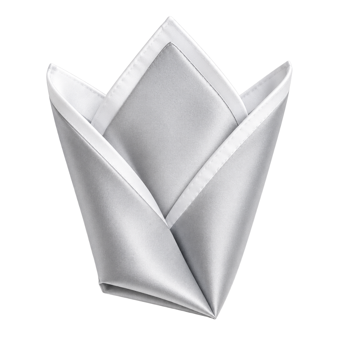 Silk Pocket Square – Silver and White | Fontiless